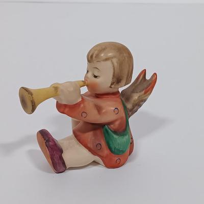 LOT 118L: Vintage Hummel Goebel Figurines Angel 'Joyous News' candle holder , 'Girl with Nosegay' candle holder &...
