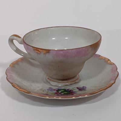 LOT 120B: Lefton Floral Tea Cup and Saucer with Vintage Salt and Pepper Shakers & More