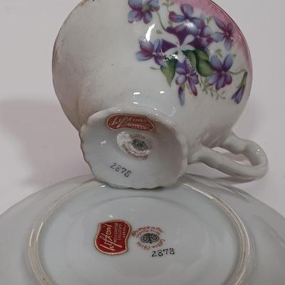 LOT 120B: Lefton Floral Tea Cup and Saucer with Vintage Salt and Pepper Shakers & More