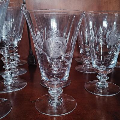 LOT 121L: Fostoria Crystal Etched Rose Glassware
