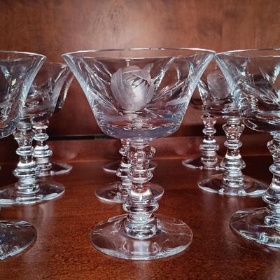 LOT 121L: Fostoria Crystal Etched Rose Glassware