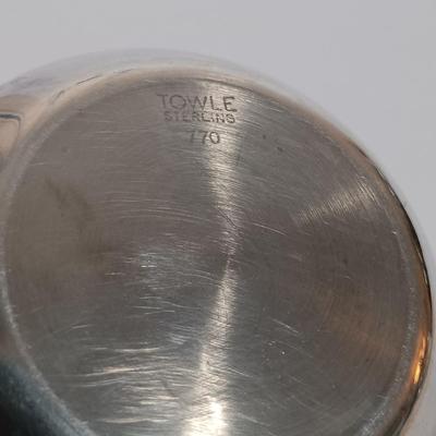 LOT 122L: Towle 770 Sterling Silver Creamer (76 Grams) and Sugar Bowl (78 Grams) w/ Sterling Silver Spoon (14 Grams) - 168 Grams Total
