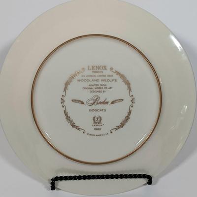 LOT 124L: Lenox Boehm Bobcats Plate, MCM Flower Frog, Handthrown Bermuda Pottery Vase & More