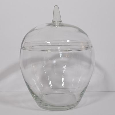 LOT 125L: Mayflower Pressed Glass Pitcher, Hazel Atlas Williamsport Punch Glasses, Plated Condiment Jar & More