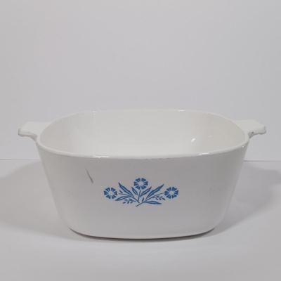 LOT 126L: Pyrex Early American Covered Casserole Dish, Corningware Cornflower Blue Casserole Dishes & More