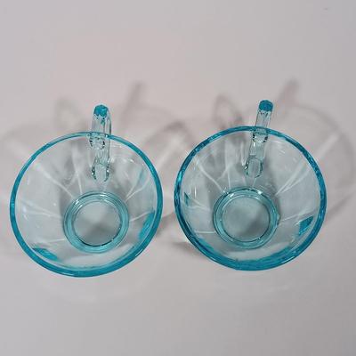 LOT 128L: Vintage Turquoise Blue Depression Glass Dishes