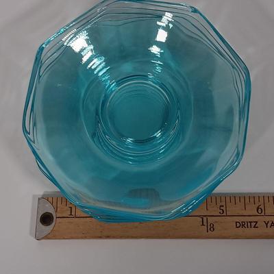 LOT 128L: Vintage Turquoise Blue Depression Glass Dishes