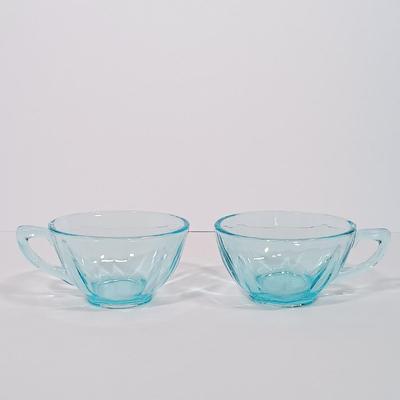 LOT 128L: Vintage Turquoise Blue Depression Glass Dishes