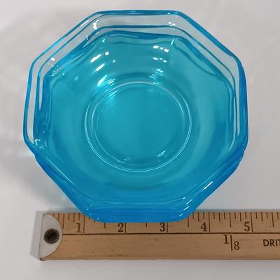 LOT 128L: Vintage Turquoise Blue Depression Glass Dishes