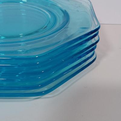LOT 128L: Vintage Turquoise Blue Depression Glass Dishes