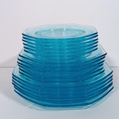 LOT 128L: Vintage Turquoise Blue Depression Glass Dishes