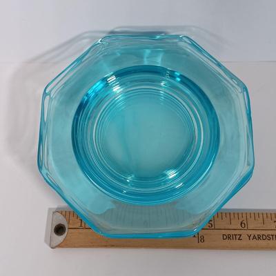 LOT 128L: Vintage Turquoise Blue Depression Glass Dishes