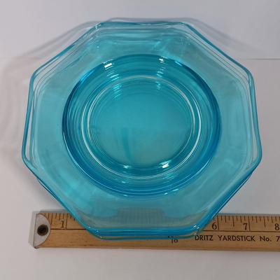 LOT 128L: Vintage Turquoise Blue Depression Glass Dishes