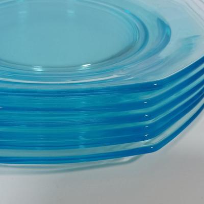 LOT 128L: Vintage Turquoise Blue Depression Glass Dishes