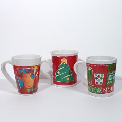 LOT 129L: Mikasa Christmas Tree Candy Dishes, Libbey Holly & Berry Mug, Gorham North Pole Express Footed Bowl & More