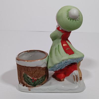 LOT 131L: Vintage World Bazaar Ceramic Santa Bowl with (3) Jasco Candle Holders