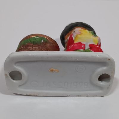 LOT 131L: Vintage World Bazaar Ceramic Santa Bowl with (3) Jasco Candle Holders