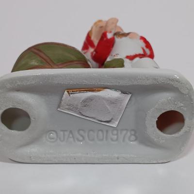 LOT 131L: Vintage World Bazaar Ceramic Santa Bowl with (3) Jasco Candle Holders