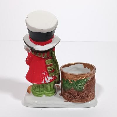 LOT 131L: Vintage World Bazaar Ceramic Santa Bowl with (3) Jasco Candle Holders