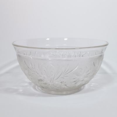 LOT 133L: Vintage Sandwich Glass Punch Bowl & Cups