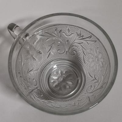 LOT 133L: Vintage Sandwich Glass Punch Bowl & Cups