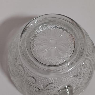 LOT 133L: Vintage Sandwich Glass Punch Bowl & Cups