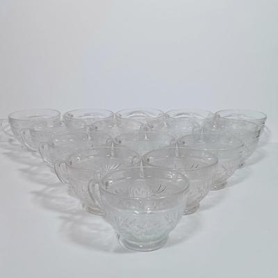 LOT 133L: Vintage Sandwich Glass Punch Bowl & Cups