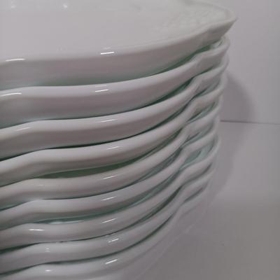 LOT 134L: MCM Indiana Colony Milk Glass Grape Patterned Snack / Luncheon Sets