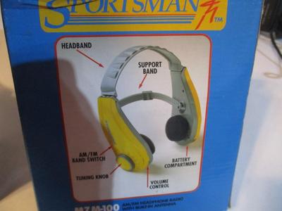 Vintage Palladium Stereo Headphone 3 Way System & Sportsman Headphones