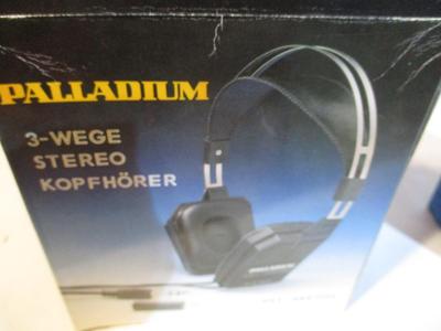 Vintage Palladium Stereo Headphone 3 Way System & Sportsman Headphones