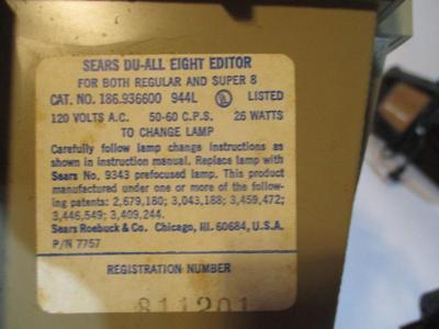 Sears Du-All Eight Editor & Hudson Photographic