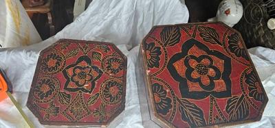 2 vintage red Boxes, decorative,