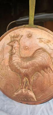 Copper Collection, Folk art Rooster pan/mold, Vintage Tea Pot, Two Handled Imperial Russian Vase