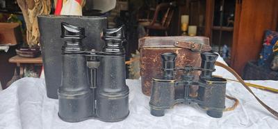2 binoculars, WW II Hensoldt Artillerie 8X24, German, AND Vintage Paris Sportiere