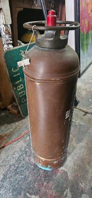 Antique Columbia Defense Fire Corp fire extinguisher 24" tall Copper and Brass
