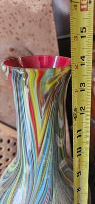 Wonderful Italian Filigrana Optic Swirl Murano Glass Vase 14" tall