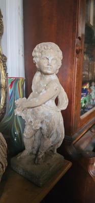 Very Heavy Spring Putto/ cherub Neoclassical Statue 18" tall