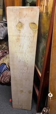 Whitewashed pine carved shelf