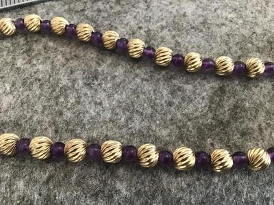 Vintage Gold Bead Purple Glass Collar Necklace