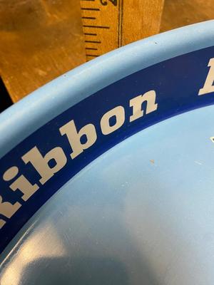 Vintage Lt Blue Pabst Blue Ribbon Beer Metal Advertising Serving Tray