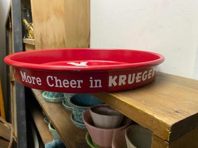 Vintage metal Krueger Ale-Beer serving tray, Newark brewery!