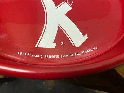 Vintage metal Krueger Ale-Beer serving tray, Newark brewery!