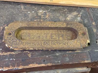 Antique hinged Brass Letters mail slot