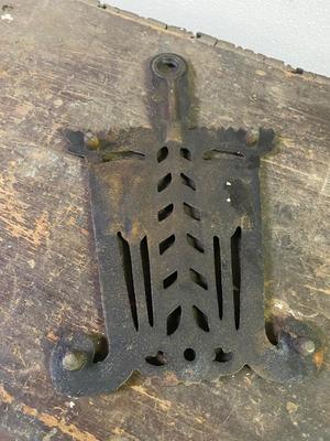 Vintage Cast Iron Footed Trivet with wheat and brooms harvest Griswold Trivet