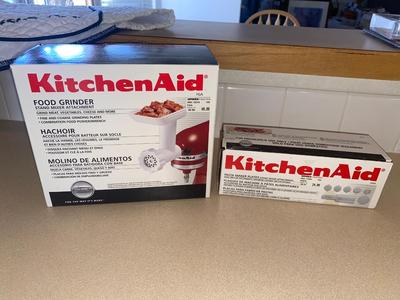 KITCHENAID MIXER MEAT GRINDER ATTACHMENT and PASTA MAKER PLATES