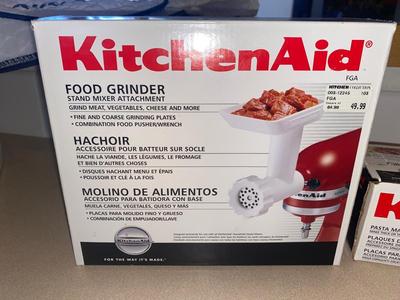 KITCHENAID MIXER MEAT GRINDER ATTACHMENT and PASTA MAKER PLATES