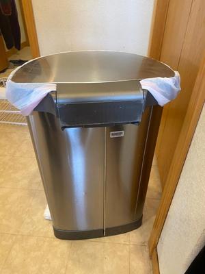 SIMPLEHUMAN 45L TRASH CAN, LYSOL, FEBREZE AND TRASH CAN LINERS