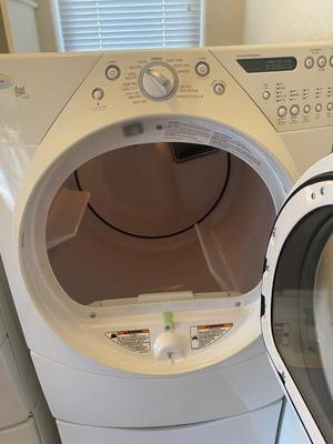 WHIRLPOOL DUET ELECTRIC DRYER MODEL: WED9600TW1 WITH PEDESTAL DRAWER