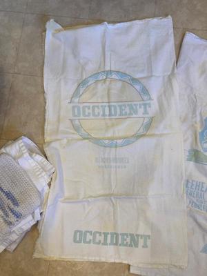 VINTAGE EMBROIDERED TEA TOWELS AND FLOWER SACK TEA TOWEL MATERIAL