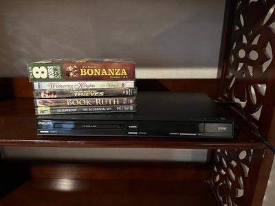 PHILLIPS DVD PLAYER AND BONANZA AND MOVIES ON DVD